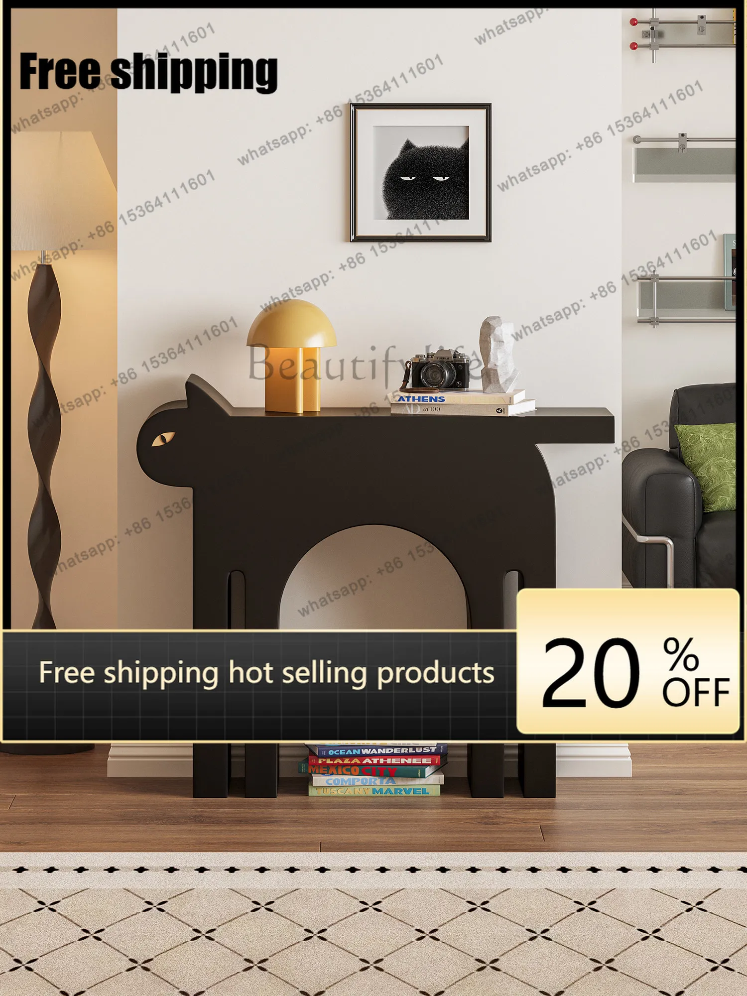 LD simple modern art entrance entrance table cute kitten wall locker