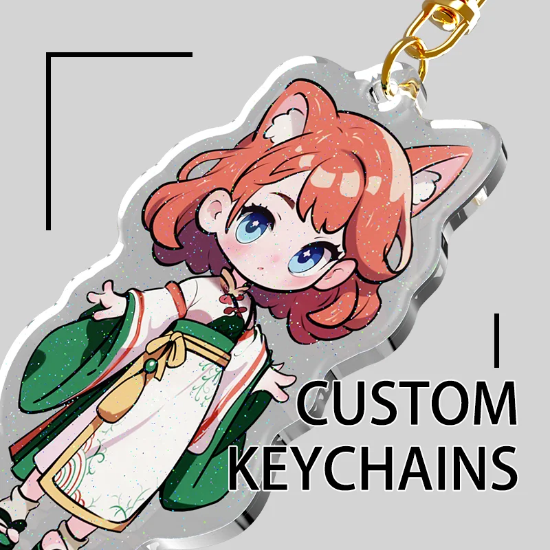 

Custom Acrylic Keychains Cartoon Logo Key Chains Photo Customized Anime Charms Hologram Clear Personalized Designer Keychain