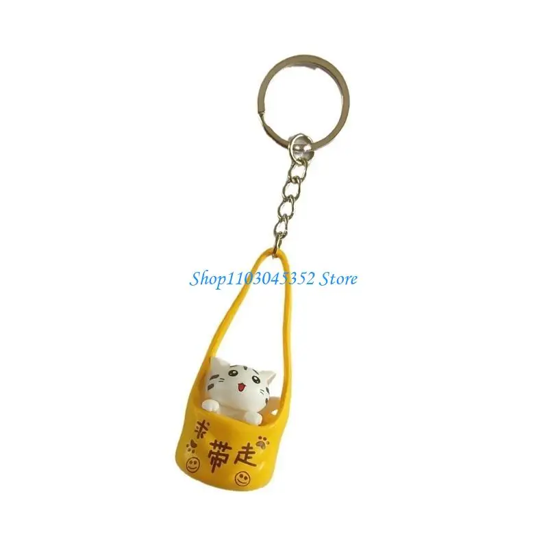 

A3PE Lovely Kitten Keyring Pet Keychain Pendant Car Chain Cartoon Cats Keyrings Hanging Ornaments Bag Charm for Woman