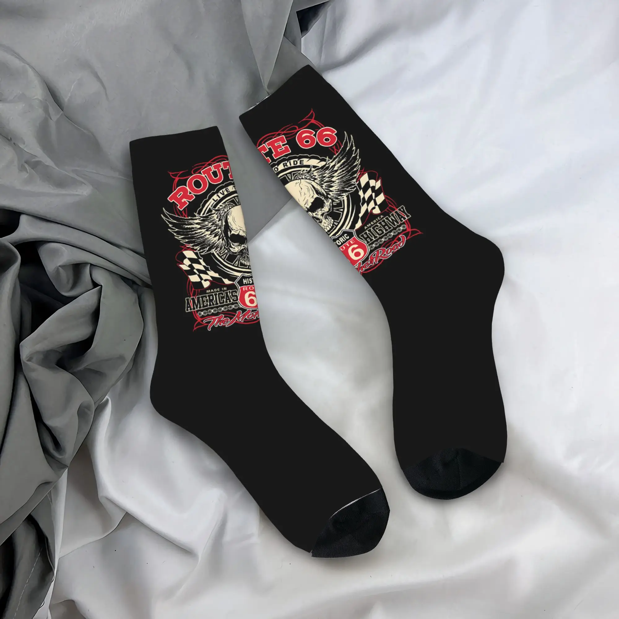 

Custom Cute Americas Highway Route Socks Women Men Warm 3D Printing Basketball Sports Socks