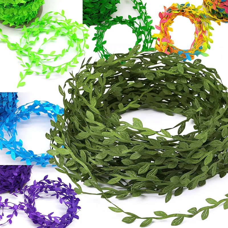 5/10/20Meter Leaf Ribbon Artificial Vines Green Leaf Gift Wrapping Trim Ribbon Eucalyptus Leaves Garland DIY Craft Wedding Decor