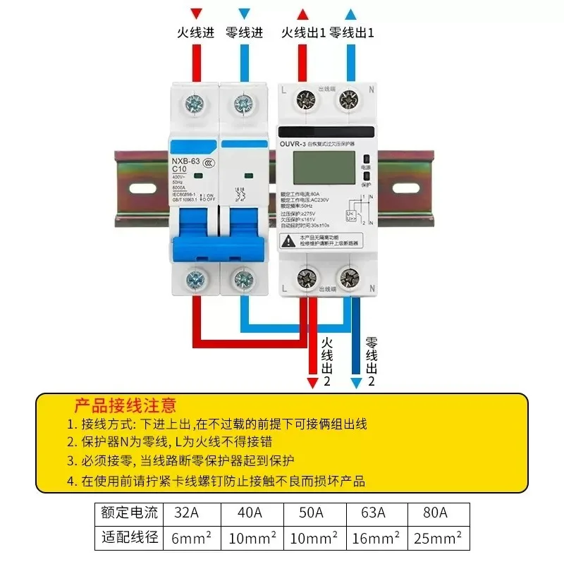 Self-multiplexing digital over-undervoltage protector for household use: 63A and 40A