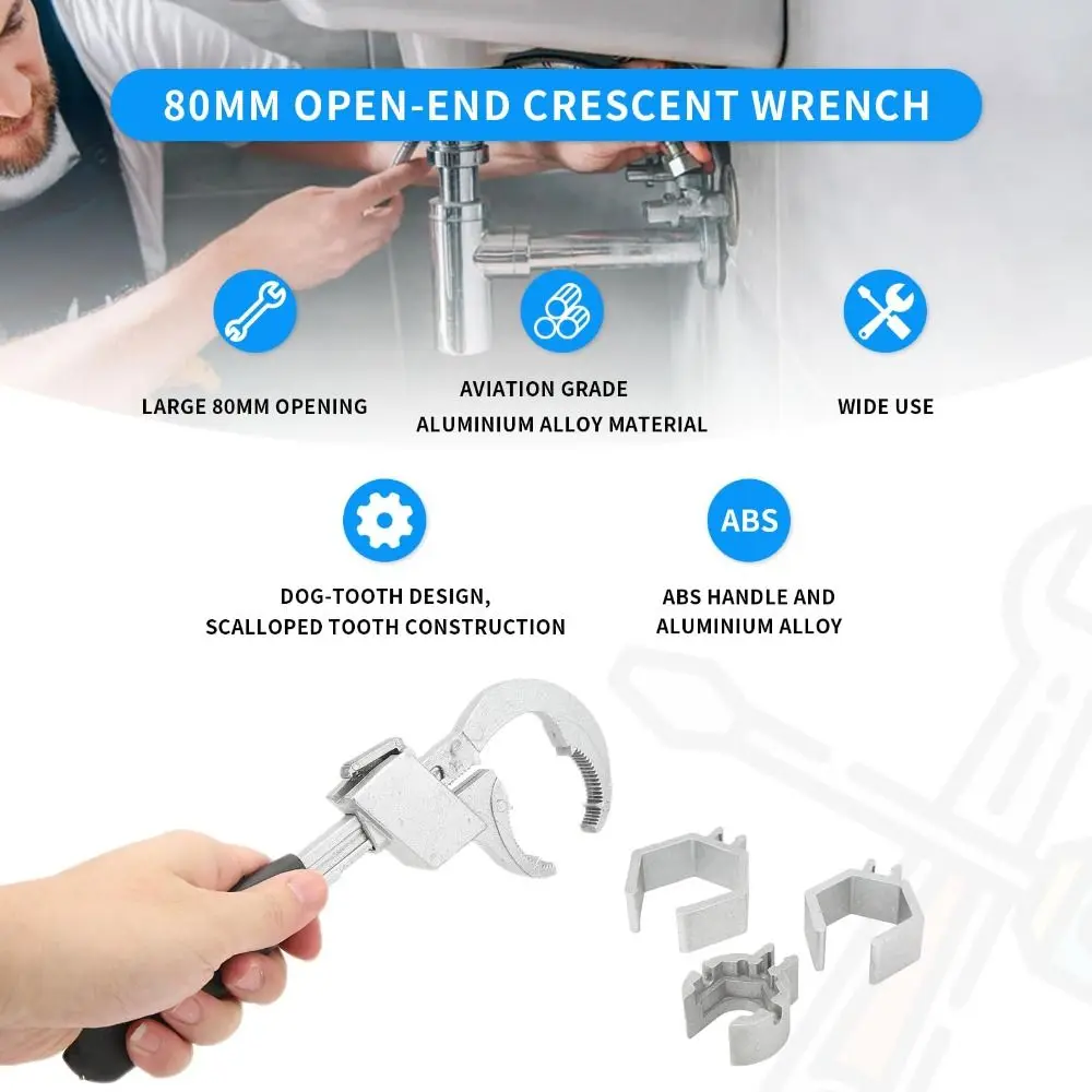 

Универсальный разводной ключ Многофункциональный ключ в форме полумесяца размером 80 мм Прочная конструкция Регулируемая пружина