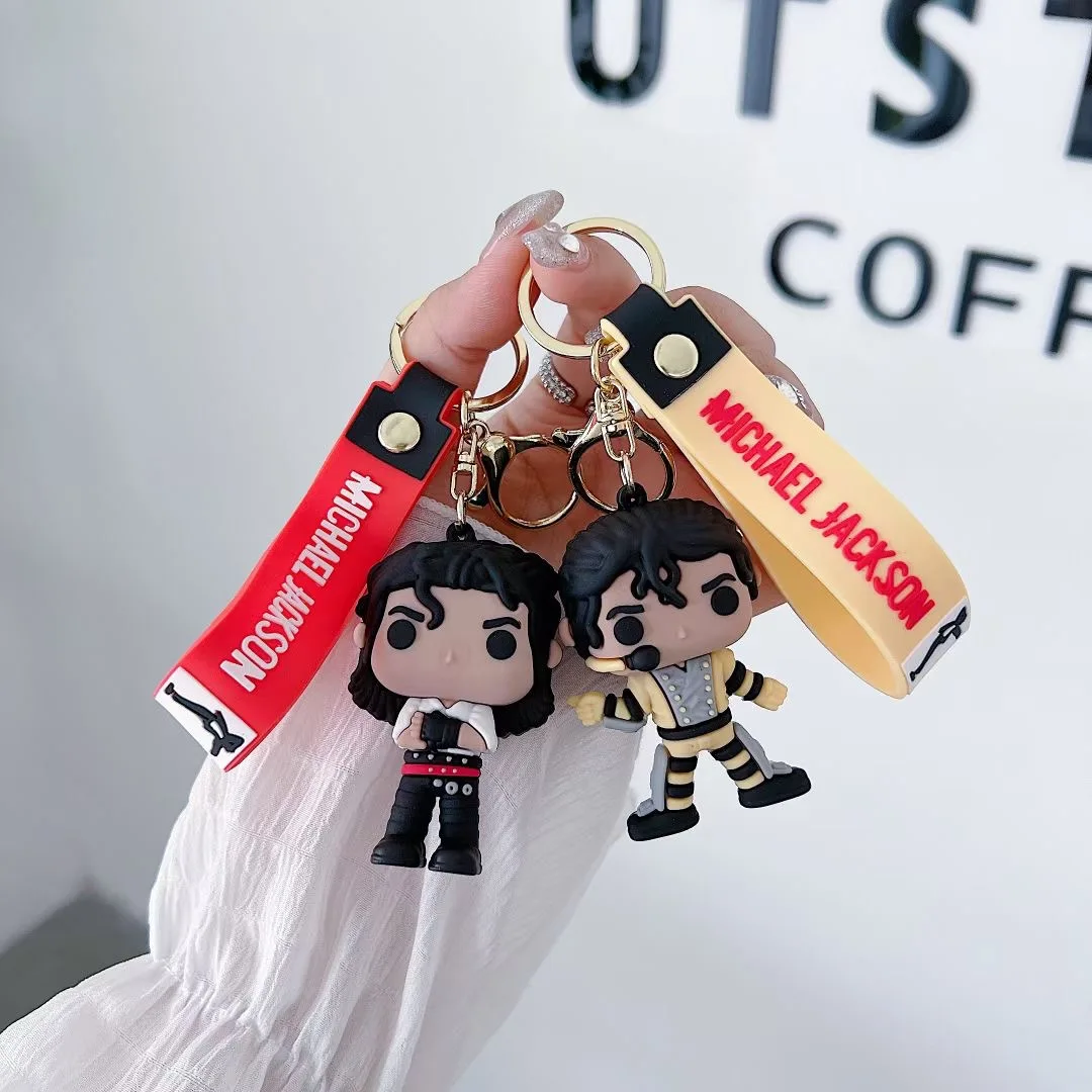 Creative King of Dance Michael Jackson Keychain Handmade Key Ring Holder Pendant Key Chains Men's and Women's Bag Accessories