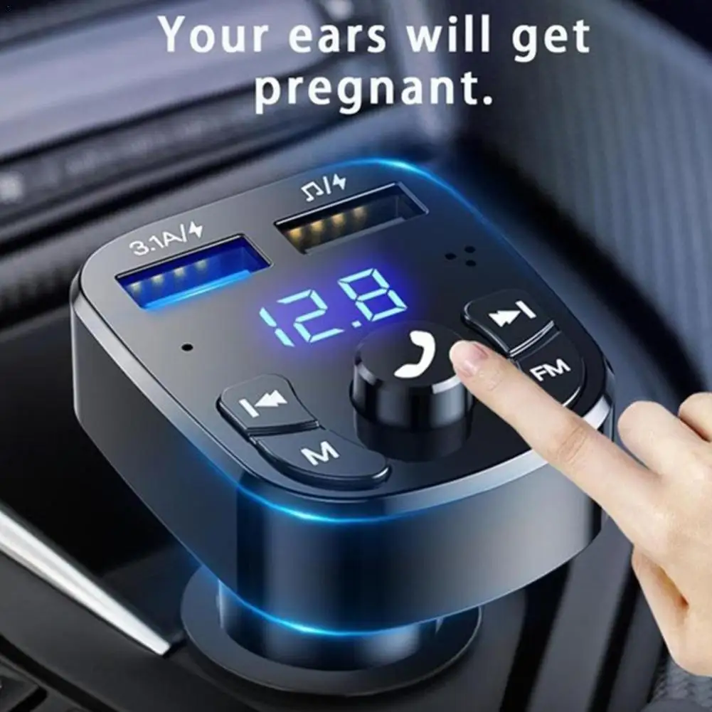 Car Bluetooth Music Adapter FM Transmitter Receiver Handfree Dual USB Car Fast Charger 3.1A USB Player Car Accessories