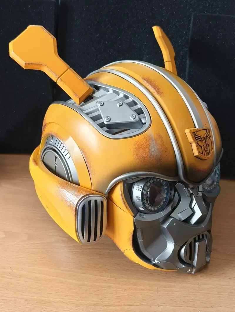 New Transformers 1:1 Bumblebee Helmet Genuine Glow Anime Fiugre Wearable Face Changing With Speakers Model Dolls Decor Toy Gifts