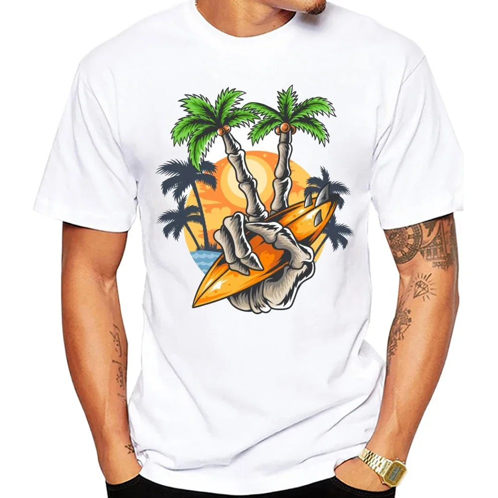 Summer Vacation Beach Scene Car Men T Shirt Graphic Vintage Beach Bus Surf Sport Cloth Retro Surfing Board Tops SUP Men Tees