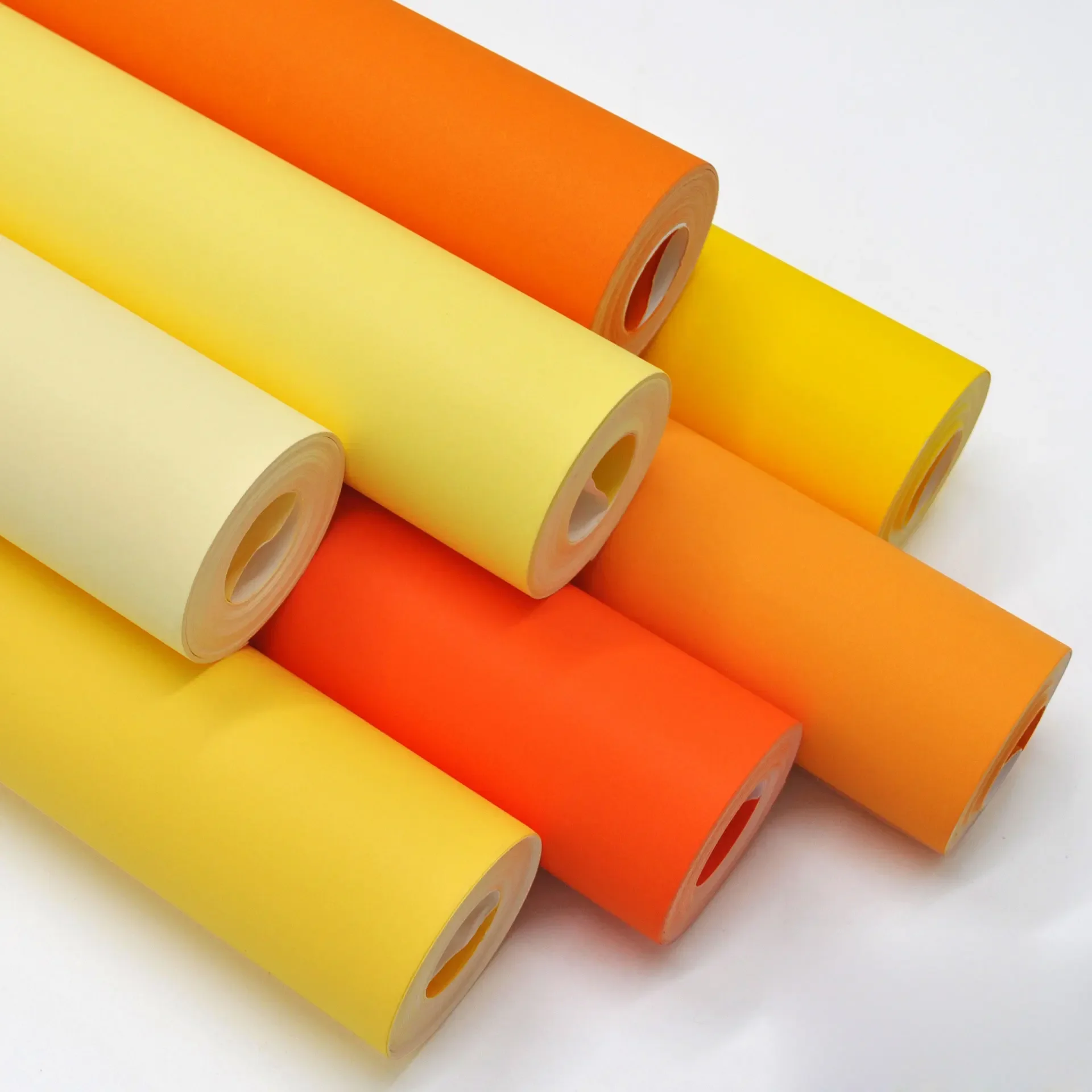 

Modern High Quality Non-woven Solid Color YelloW Orange Wallpapers Plain Warm Bedroom Living Room Wall Paper Roll