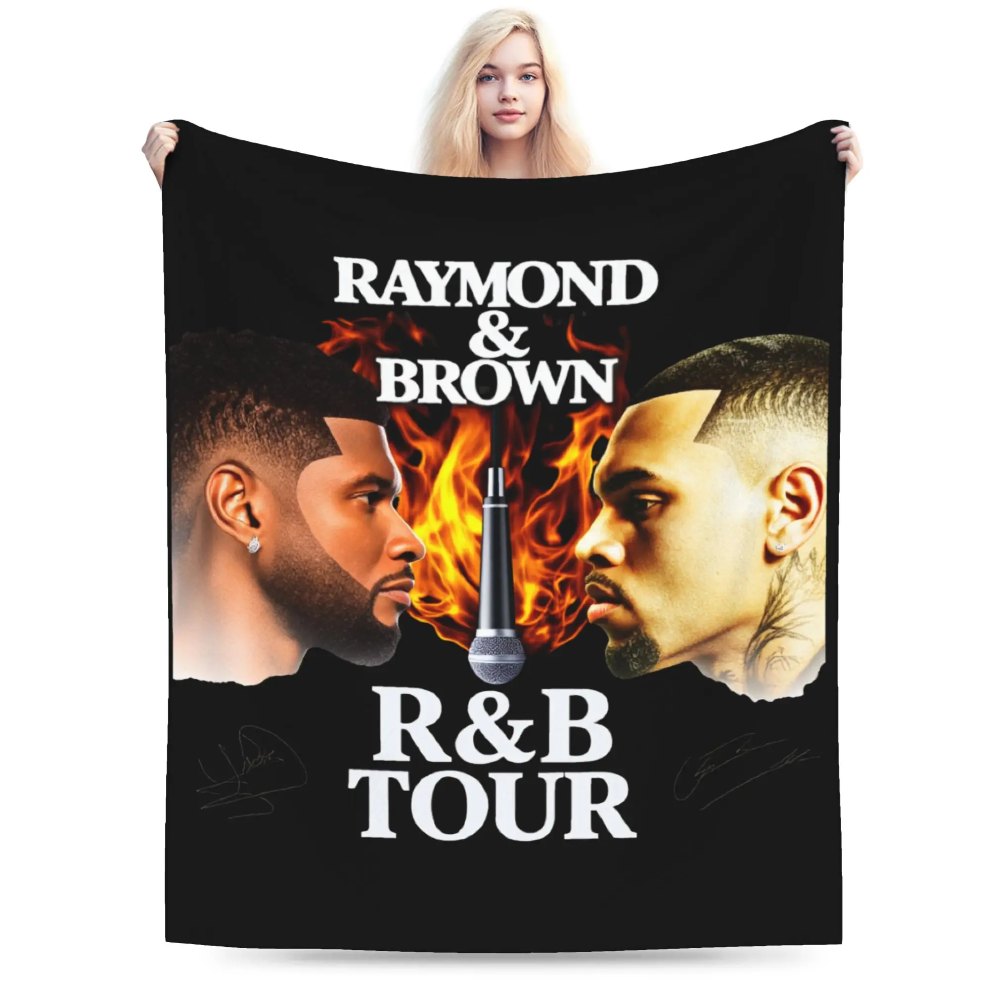 Chris Brown And Usher The Rb Tour Blanket  Raymond And Brown Soft Novelty Plush Throw Blanket For Girls Boys Bedroom Bed Cover