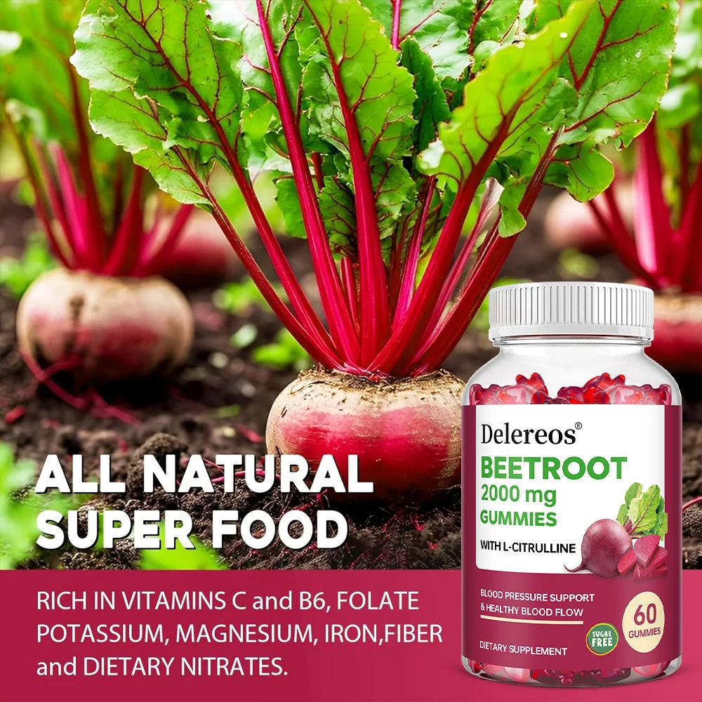 Beet Root Gummies – Blood Pressure & Cardiovascular Support, Beetroot Gummies for Heart Health & Circulation, Vegan