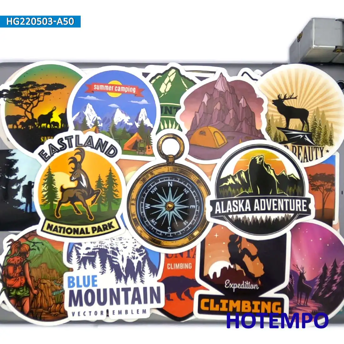 50PCS World Travel Stickers Climbing Camping Hiking Outdoor Adventure Decals for DIY Phone Laptop Luggage Motorcycle Car Sticker