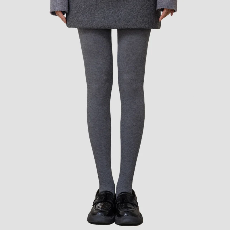Autunno Inverno Addensare Leggings Grigi Donna 2025 Giapponese A Vita Alta Collant Caldo Donna Collant di Colore Solido Pantaloni Termici Femminili