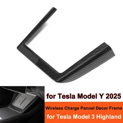 For Tesla Model 3+ Highland 2024 Central Control Wireless Charging Panel Side Trim Strip New Model Y 2025 Decoration Accessories