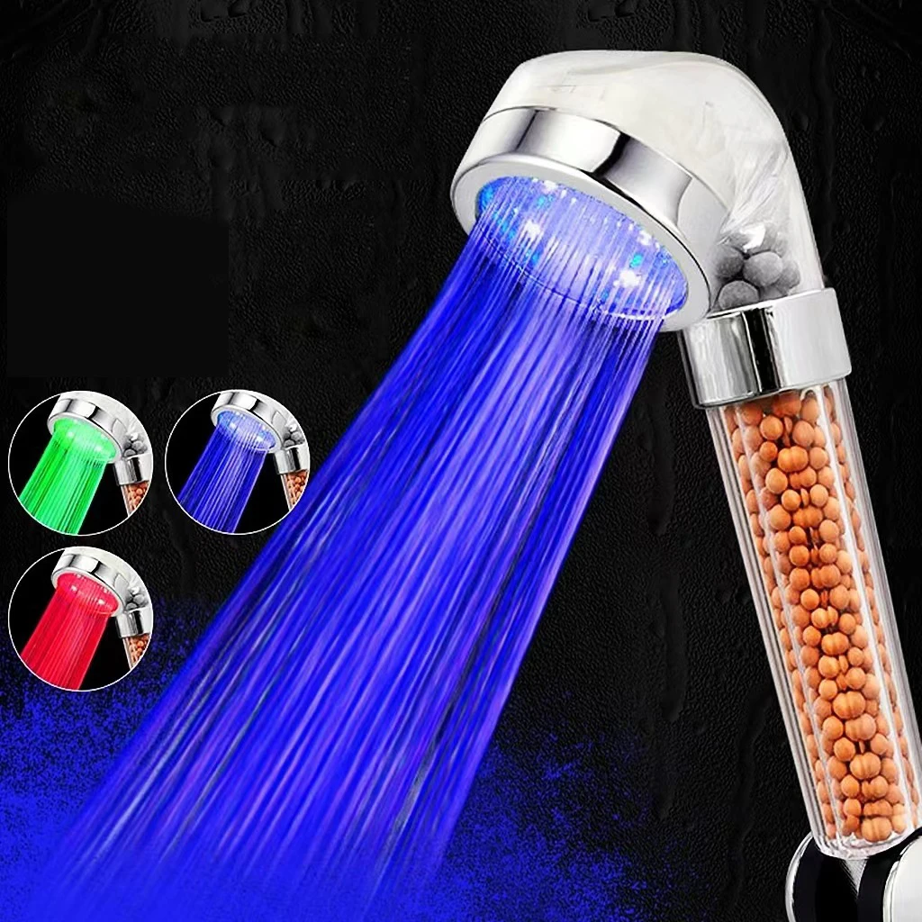 Hot Selling LED Anion Shower SPA Shower Head Pressurized Water Saving Temperature Control Colorful Handheld Big Rain Shower
