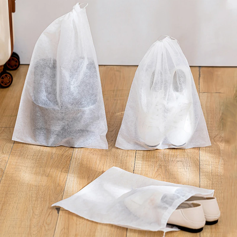 10Pcs Set Shoe Dust Covers Non-Woven Dustproof Drawstring Clear Storage Bag Travel Pouch Shoe Bags Drying Shoes Protect