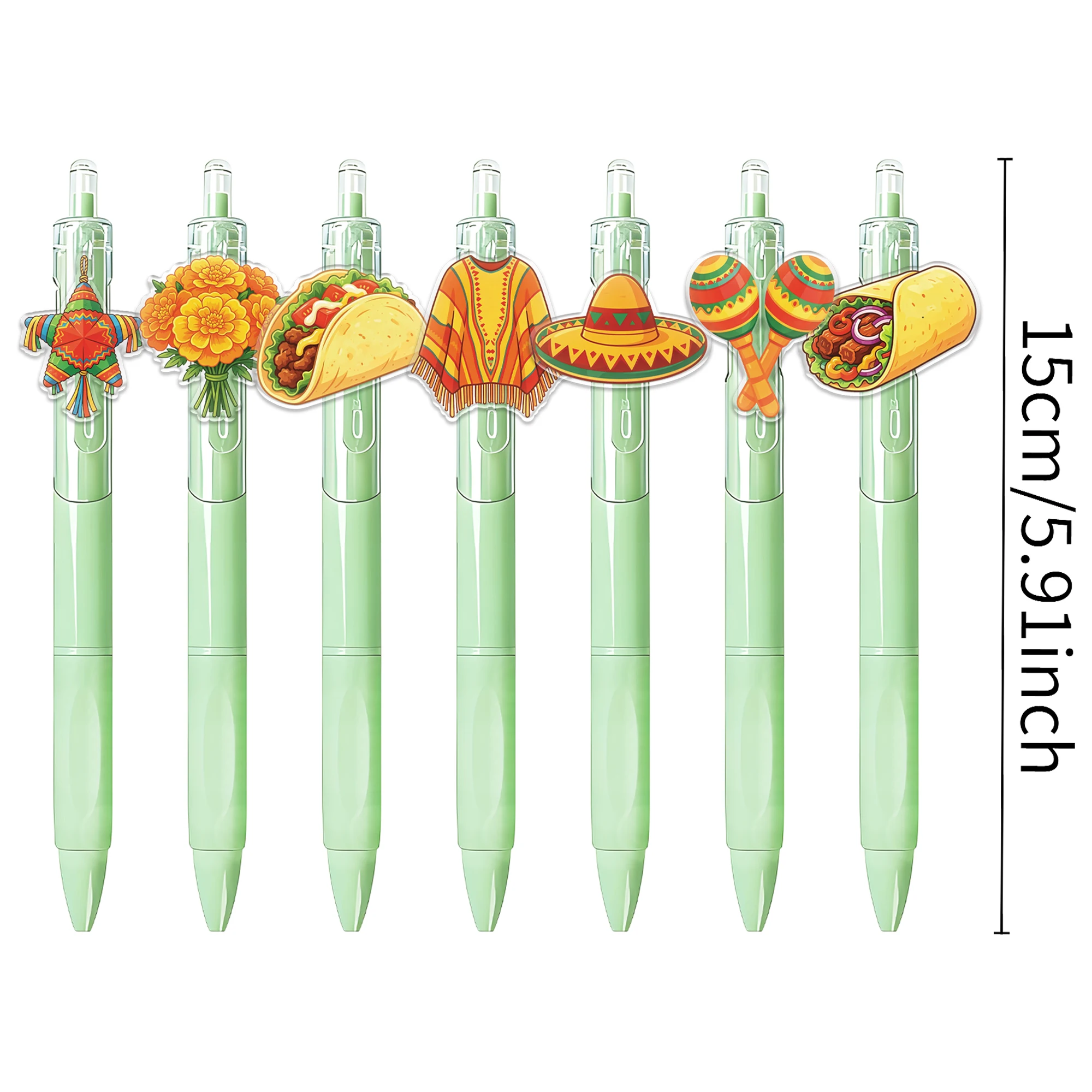 9PCS Mexican food folklore ballpoint pen with random patterns