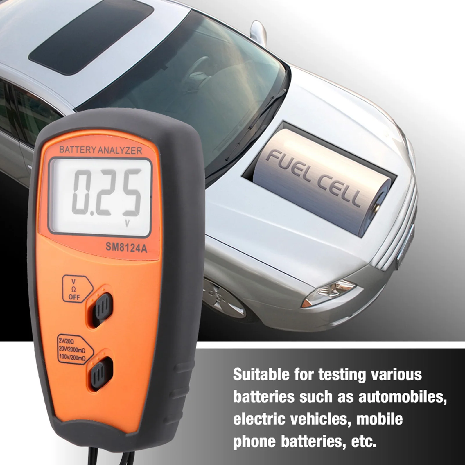 

LCD Display Resistance Voltmeter SM8124A LCD Display Digital Resistance Voltmeter Battery Voltage Tester