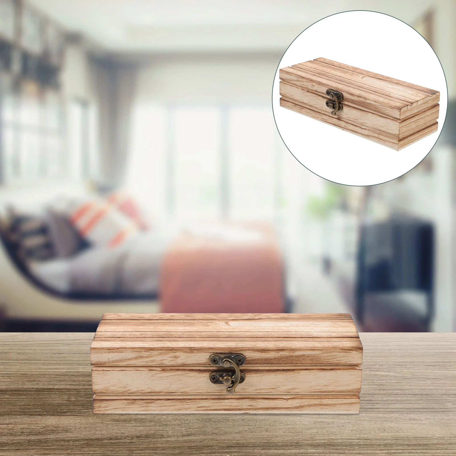 

Wooden Storage Box Jewelry Organizer Case Lidded Eyeglasses Bamboo Bracelets Boxes
