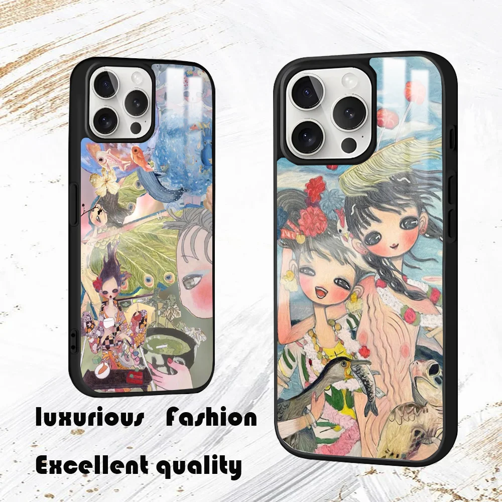 Aya Takano Japanese painter Phone Case For iPhone 16 15 14 13 12 11 Pro Max Plus Mini PC Fashion mirror phone case