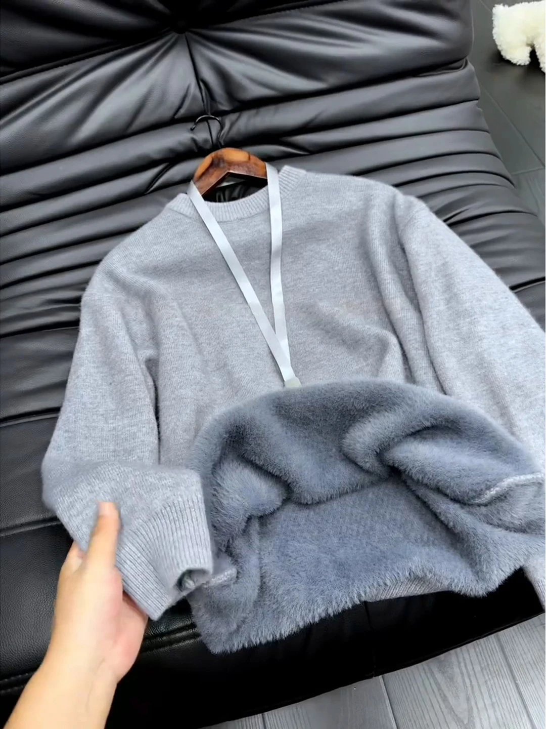 

Мужской свитер из трикотажа с начесом, осенне-зимний, высококачественный, с круглым вырезом, для ношения под одеждой, в американском стиле, плотный базовый слой