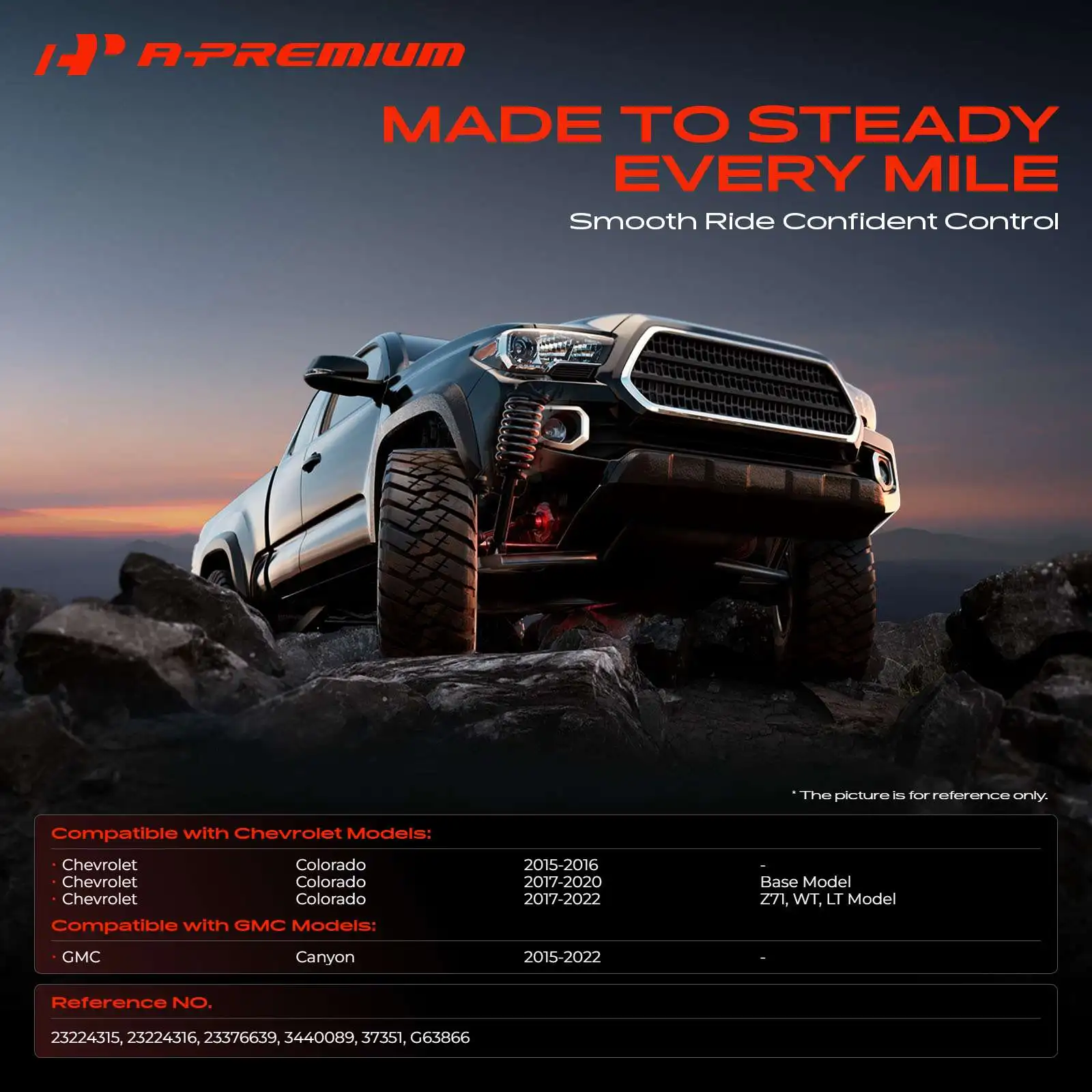 A-Premium Pair Rear Left & Right Shock Absorber for Chevrolet Colorado 2015-2022 GMC Canyon 2015-2022