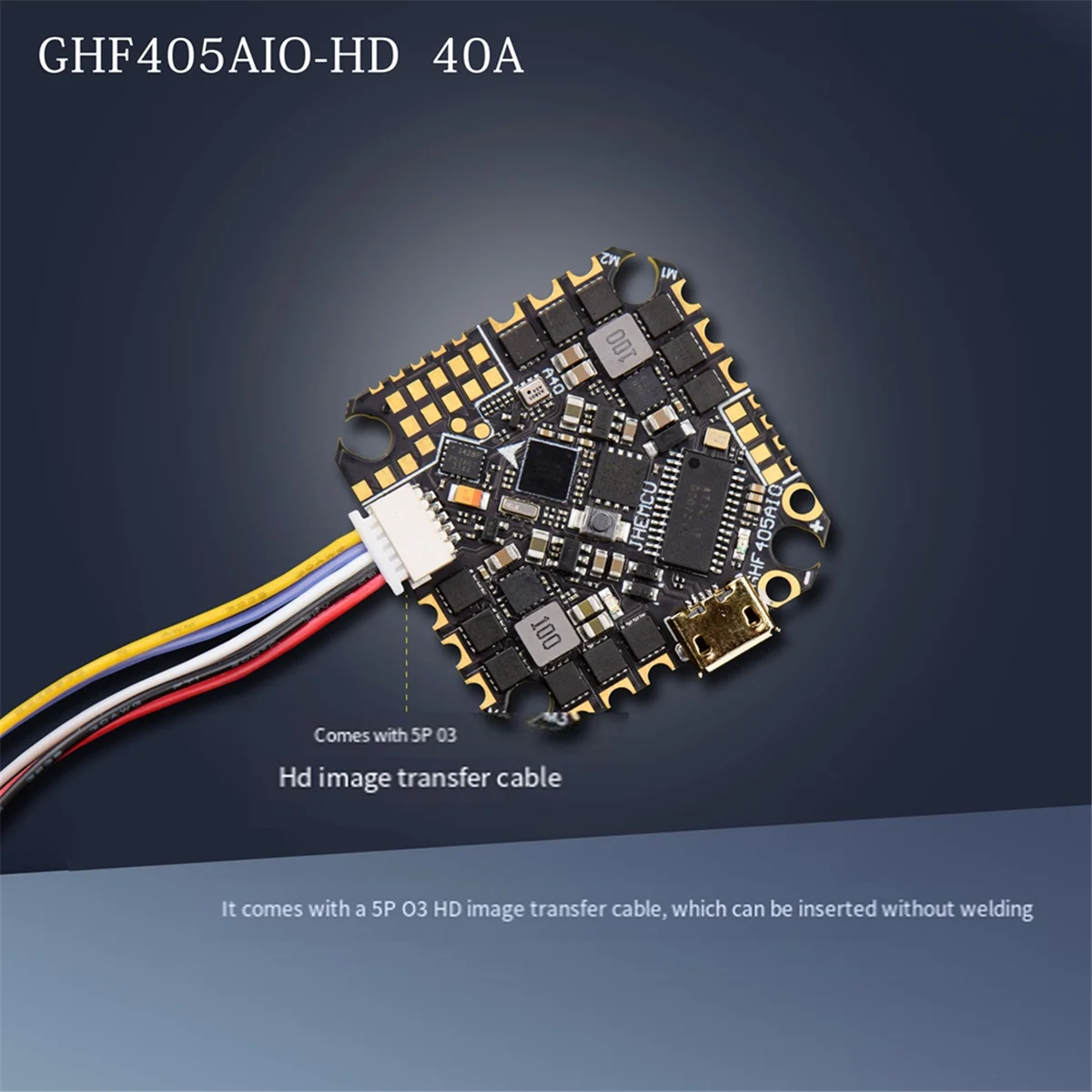 LSJD GHF405AIO-HD 40A AIO Flight Controller F405 F4 Build-in OSD Blheli-S ESC 2-6S Lipo for RC FPV Toothpick Racing Drone