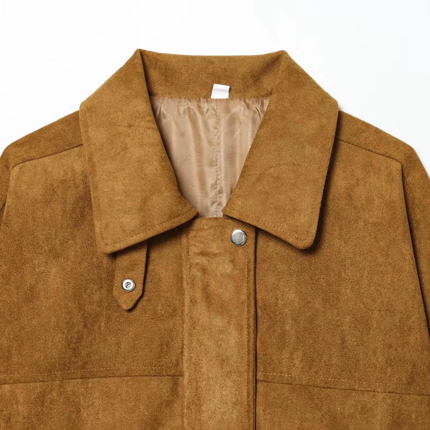 KASLEAD New Faionable Mixed Media Leather Pilot Jaet Women's Outerwear Loose Fit  Color Long Sve Zipper Closure