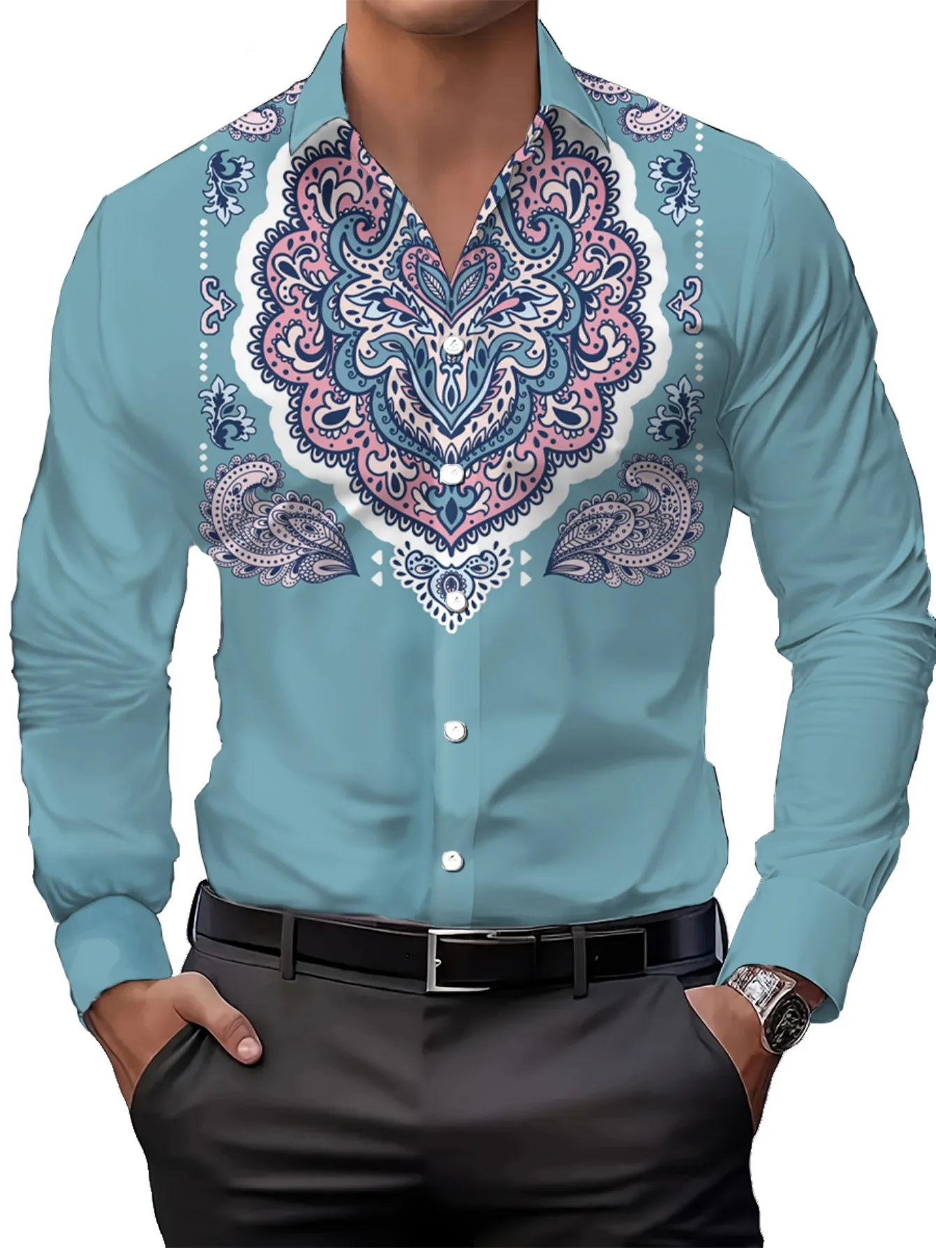 

2025 Men's Formal and Business Shirts Trendy Casual Button Shirts Men's Long Sleeve Shirts