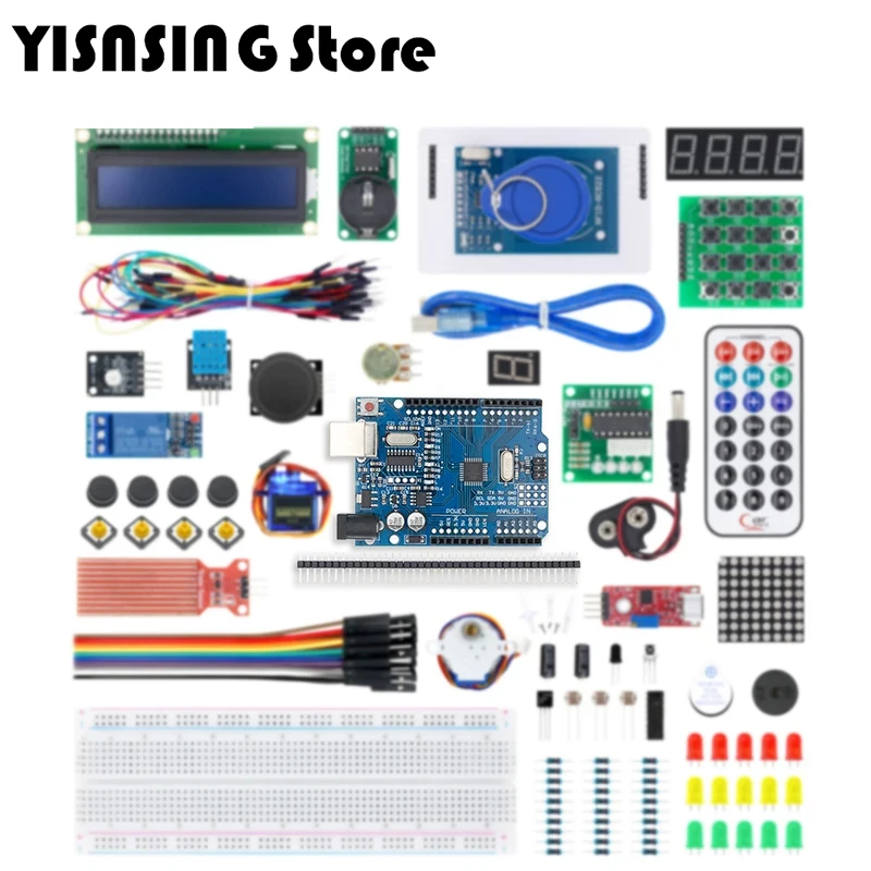 Zestaw startowy RFID do Arduino UNO R3 Ulepszona wersja Zestaw edukacyjny z elektronicznym zestawem DIY w opakowaniu detalicznym