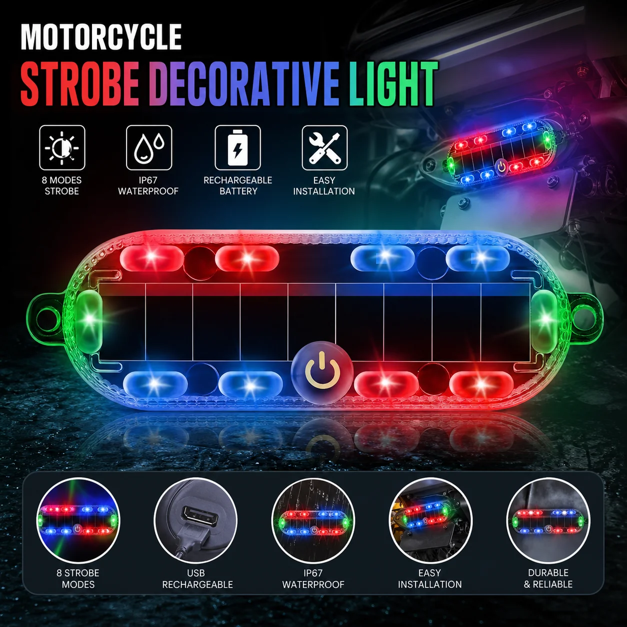 1/2/4 Solar Power Car LED Strobe Warning Light Auto Emergency Light Motorcycle Truck Brake Taillight Waterproof Flashing Lights
