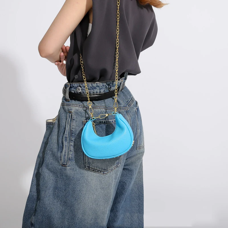 Mini bolso de media luna para niña, mochila de mensajero, Mini monederos y bolsos de cuero PU, bolso cruzado para niños, monedero pequeño, billetera