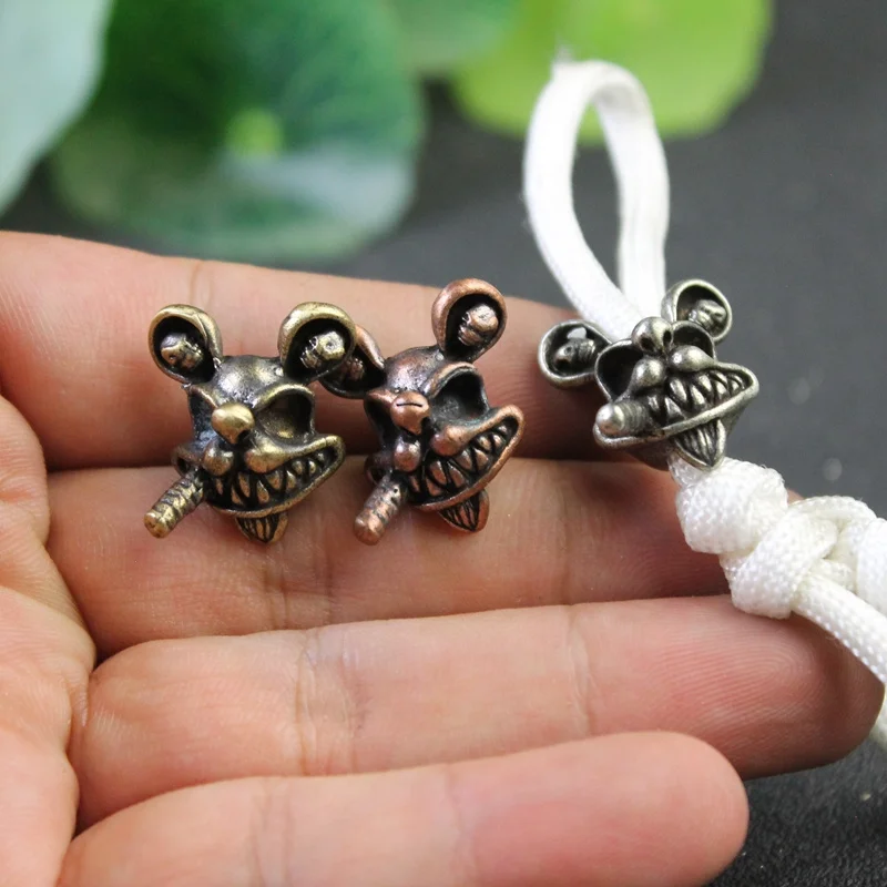 Smoking Rabbit Skull Head Brass Knife Beads EDC Paracord Lanyard Pendants Jewelry DIY Umbrella Rope Bracelets Charms Accessories