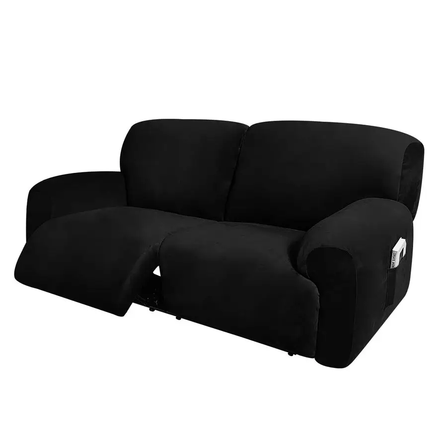 Velvet Stretch Extra Wide 70-92 Reclining Sofa Cover 6 Piece 2 Seat Loveseat Recliner Slipcover