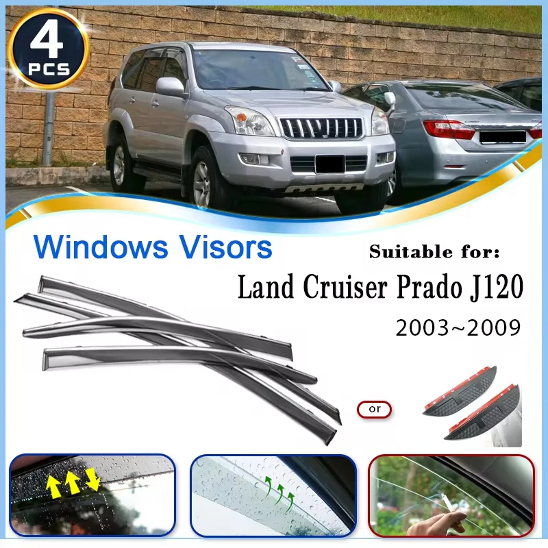 

Car Window Visor For Toyota Land Cruiser Prado J120 LC120 FJ120 2003~2009 Deflector Windshield Rain Eyebrow Trim Car Accessories