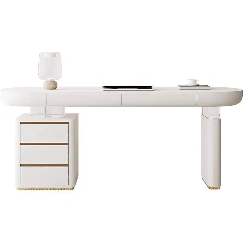 

Cream style desk high sense modern light luxury home study computer desk designer acrylic suspended desk