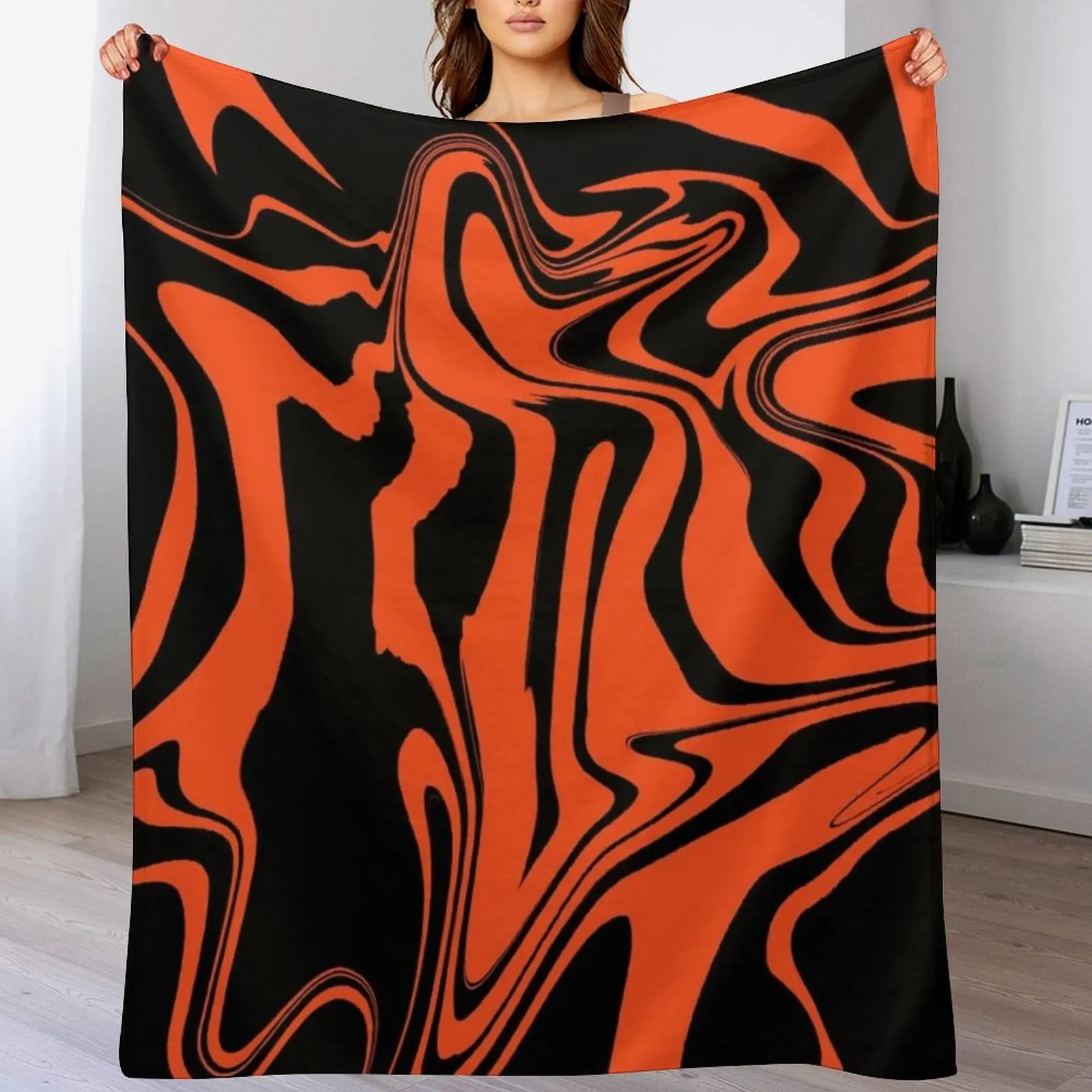 

Black & Orange Liquid Swirl Throw Blanket warm winter Beautifuls blankets and throws wednesday Blankets