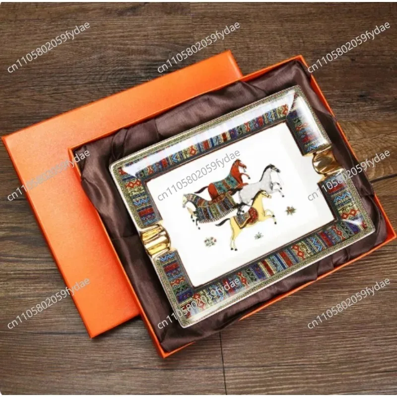 Cigar Ashtray Ceramic Circular Four Cigarette Slots Large Cigar Bar Living Room Household Ashtray