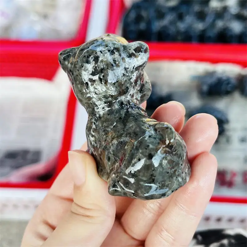 Natural Yooperlite Wizard Cat Carving Healing Fengshui Reiki For Home Office Decoration Holiday Gift 1pcs