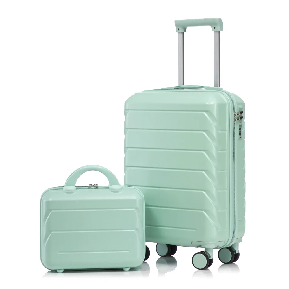 

2 Piece ABS Hardshell Luggage Set 14/20 Inch Spinner Wheels Combination Lock 14" Cosmetic Case Lightweight Travel Luggage