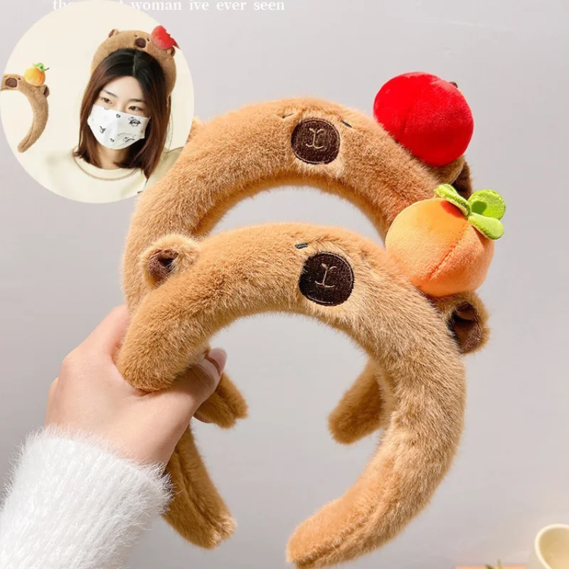 

Capybara Cute Wash Face Hair Hoop Exquisite Plush Headband Hair Accessories Cartoon Animal Design Headband Christmas Gift