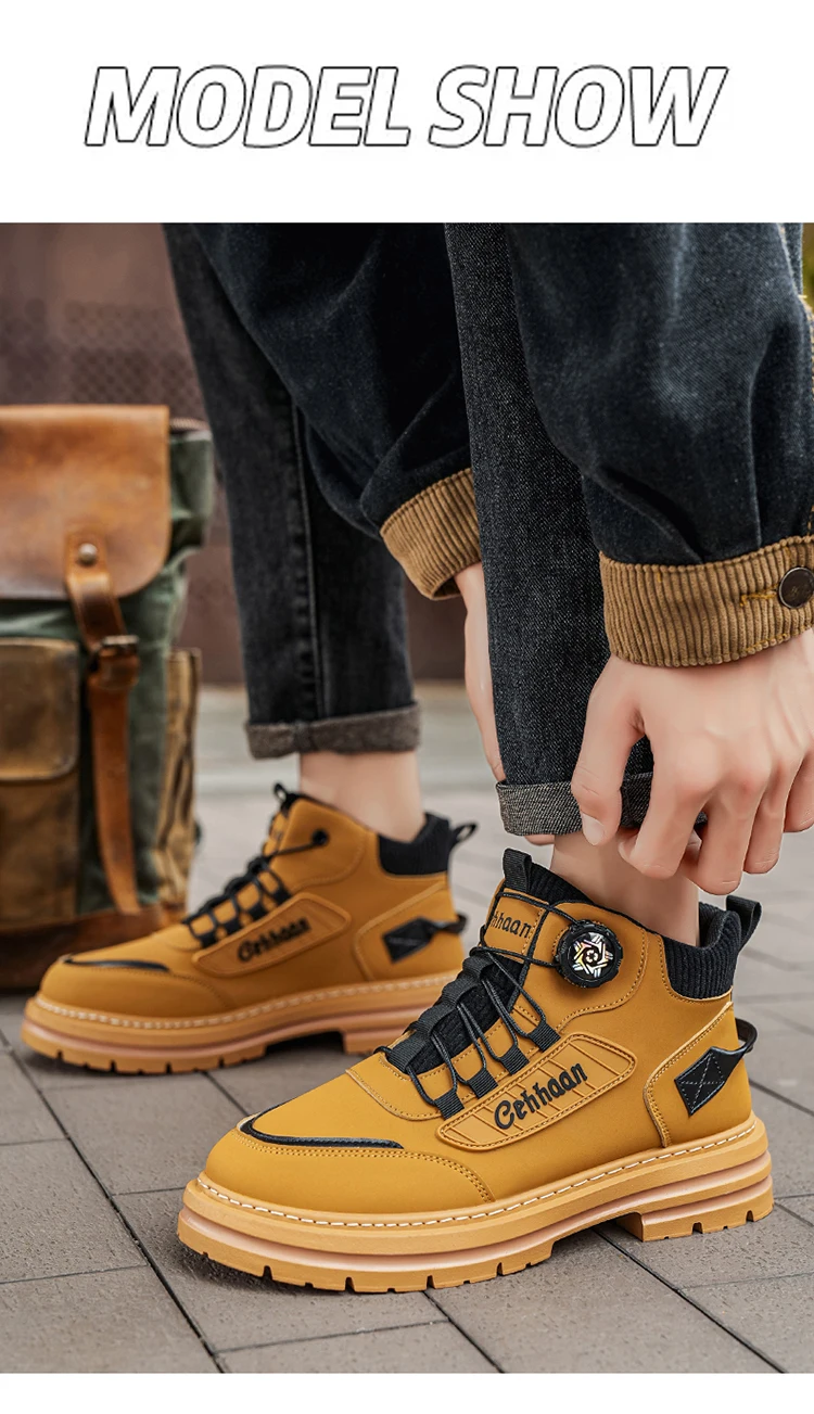 Herren-High-Top-Stiefel, Stofffutter für hohen Komfort, geeignet für Outdoor-Sportarten und den täglichen Gebrauch. – Detail 9