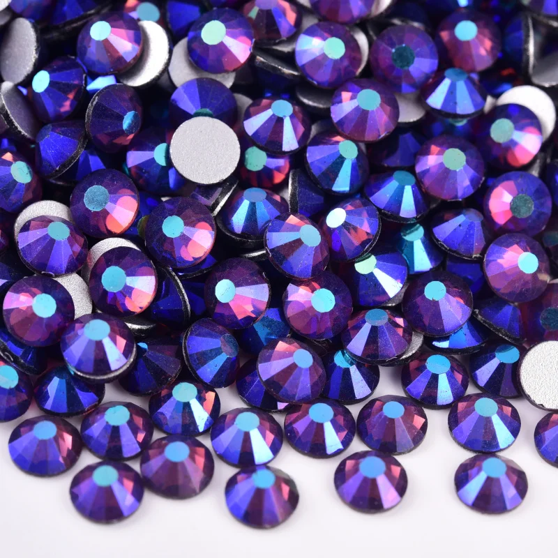 SS3-SS30 Dark Amethyst AB Nail Art Rhinestine Flatback Glitter Glass Non Hotfix Rhinestone Glitter Strass for Nail Art H0036