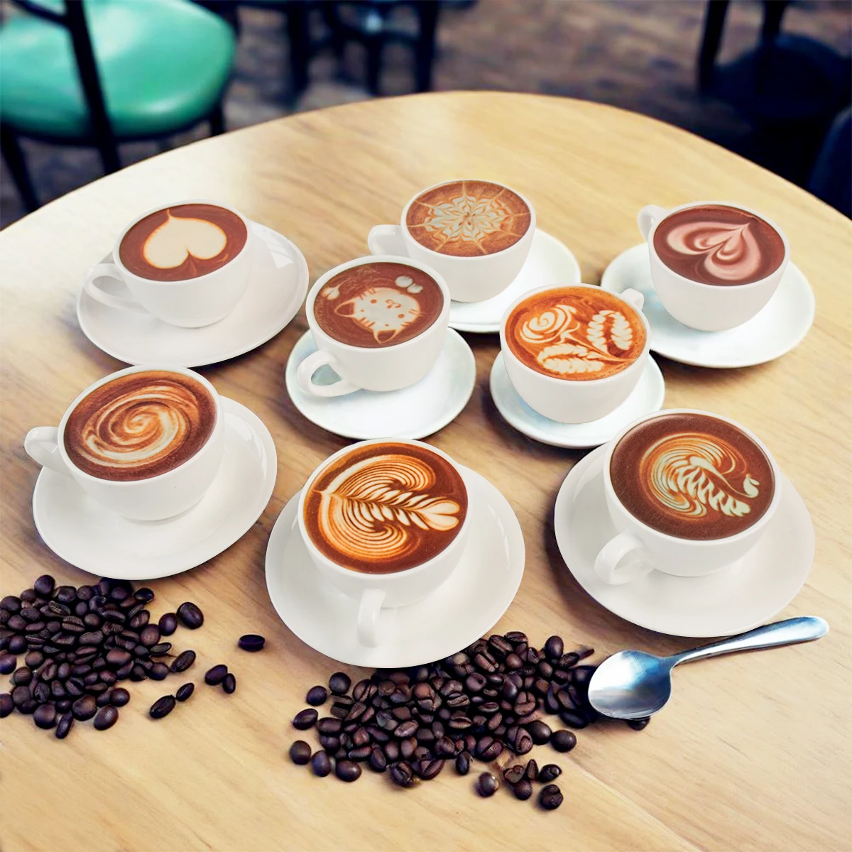 Accesorio de taza de café y platillo falso realista, exhibición de café de imitación realista para sesión de fotos, decoración de cafetería, puesta en escena del hogar y barra de café Setu