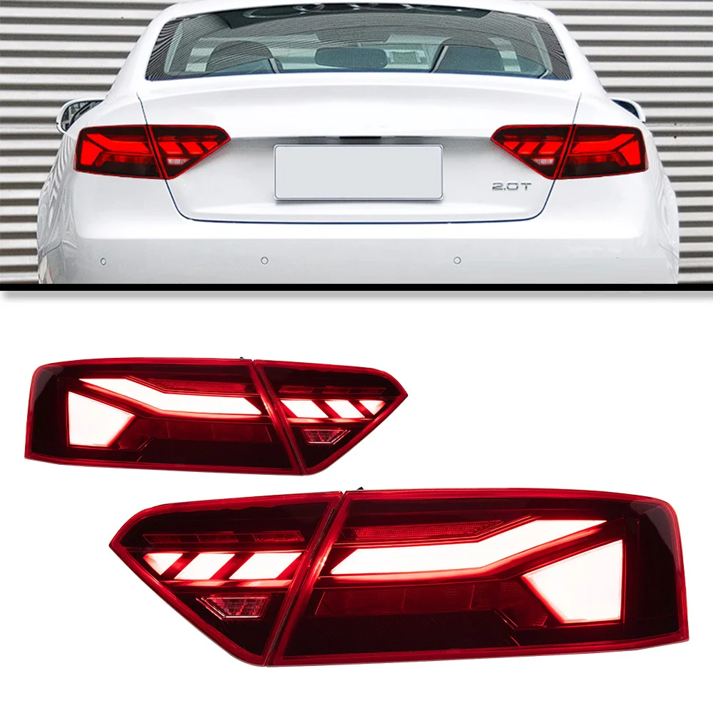 For Audi A5 Taillight Assembly 2008-2016 Old to New S5 Dynamic DRL LED Flowing Turning Signal Rear Tail Light Auto Lamp Parts