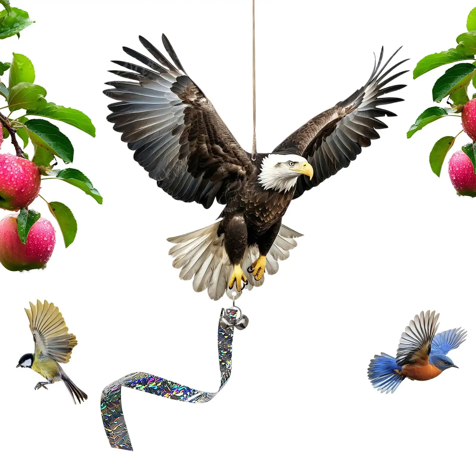 

Bird Scarer Devices Decorative Owl Scarecrow Pendant Realistic Bird Scare Tools With Bell Garden Scarecrow Scare Birds Away