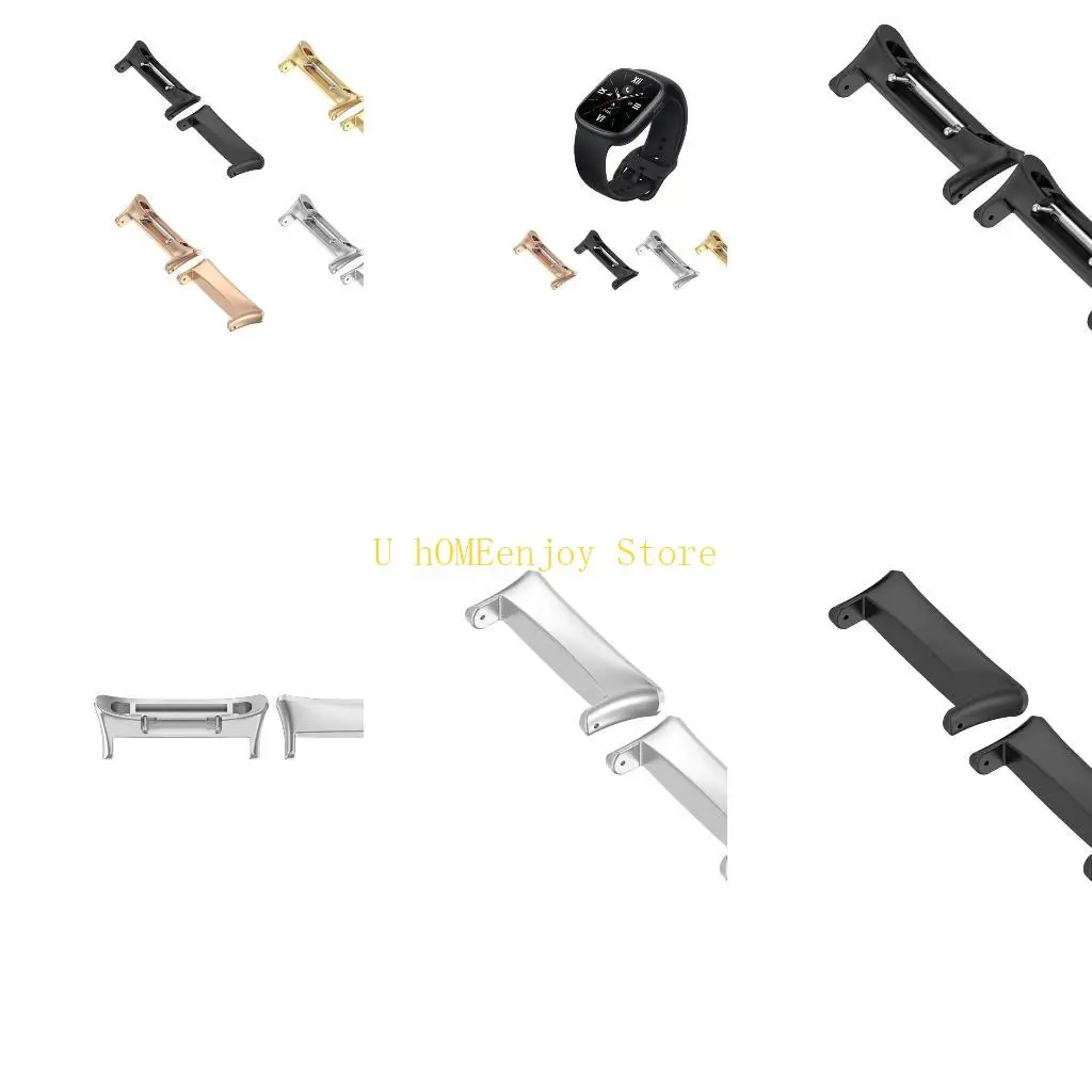 B0KF 1 Pair Wrist Band Stainless Steel Connector Smartwatch Bracelet Adapter Buckle Strap Link Attachment for Watch 4