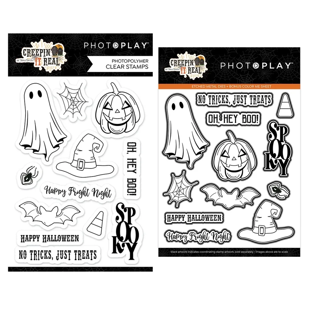 New Halloween Creepin It Real Ghost Clear Stamps Scrapbooking Paper Making Cutting Dies Frames Card Craft