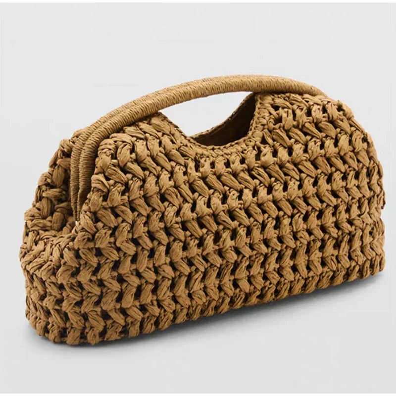 Marke Woven Clutch Tasche Luxus Neue High-end-Meer Urlaub Reise Große Kapazität Stroh frauen Einfache Textur Mode brieftasche – Detail 3