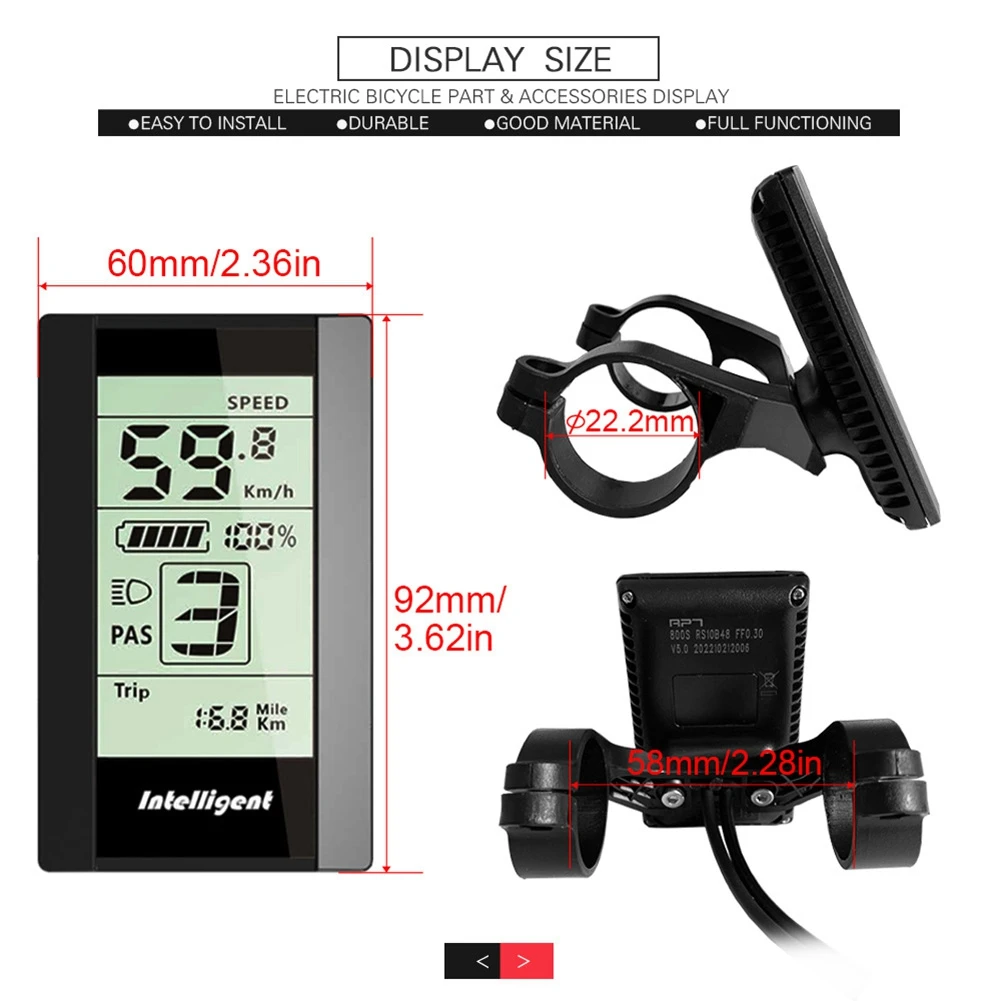 Indicatore Display E-Bike LCD 24V-60V 800S per kit di conversione bicicletta elettrica Bafang BBS01 BBS02 BBSHD Mid Hub Drive