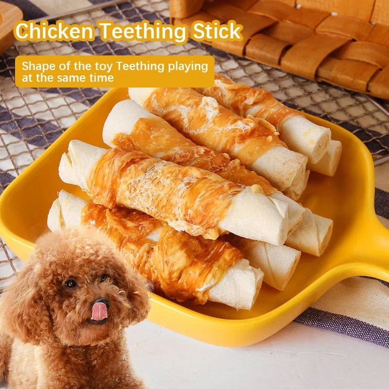 Dog Snacks 160g Chicken Meat Jerky Cowhide Sticks Supplement Calcium Nutritive Molar Teeth Sticks Pet Training Incentives Food